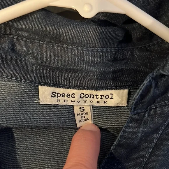 Speed Control Denim Chambray Rose T Shirt Dress - Picture 5 of 7